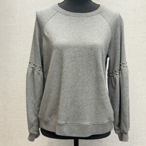Anthropologie Current Air L.A. Studded Balloon Sleeve Sweatshirt Gray Size Small